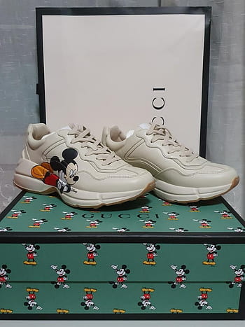 Gucci Women's X Disney Mickey Mouse Rhyton Leather Mid-top Trainers in  White | Lyst UK