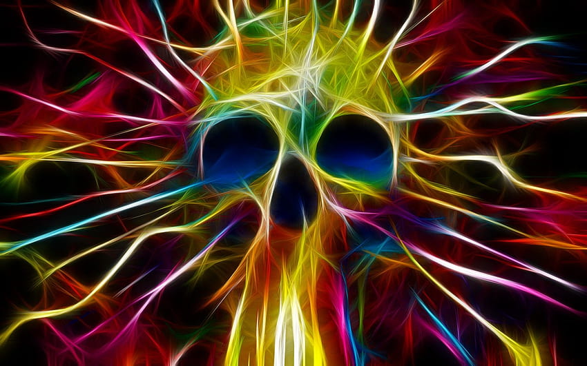 Trippy Skull, rainbow skull HD wallpaper