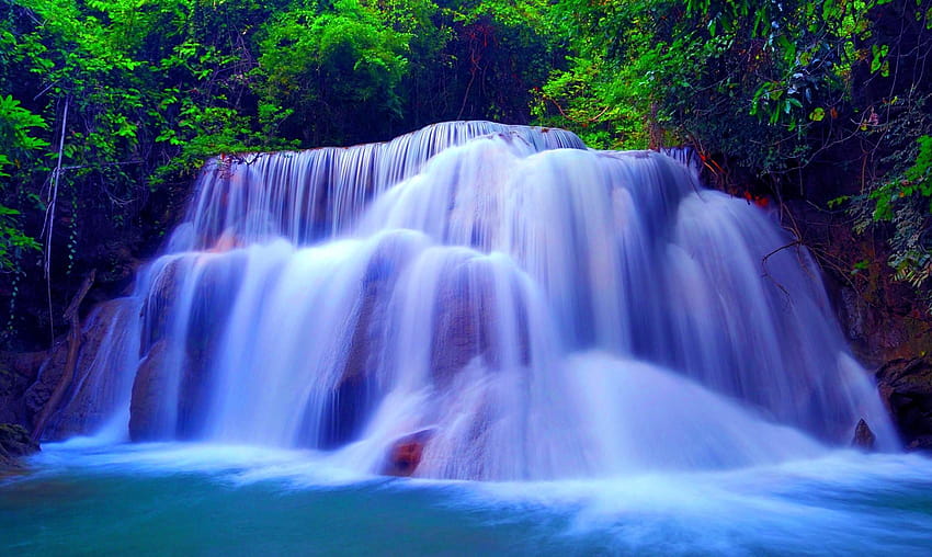 Huay Mae Khamin Waterfall, Kheaun Sri Nakarin National Park, huai mae khamin waterfall HD wallpaper