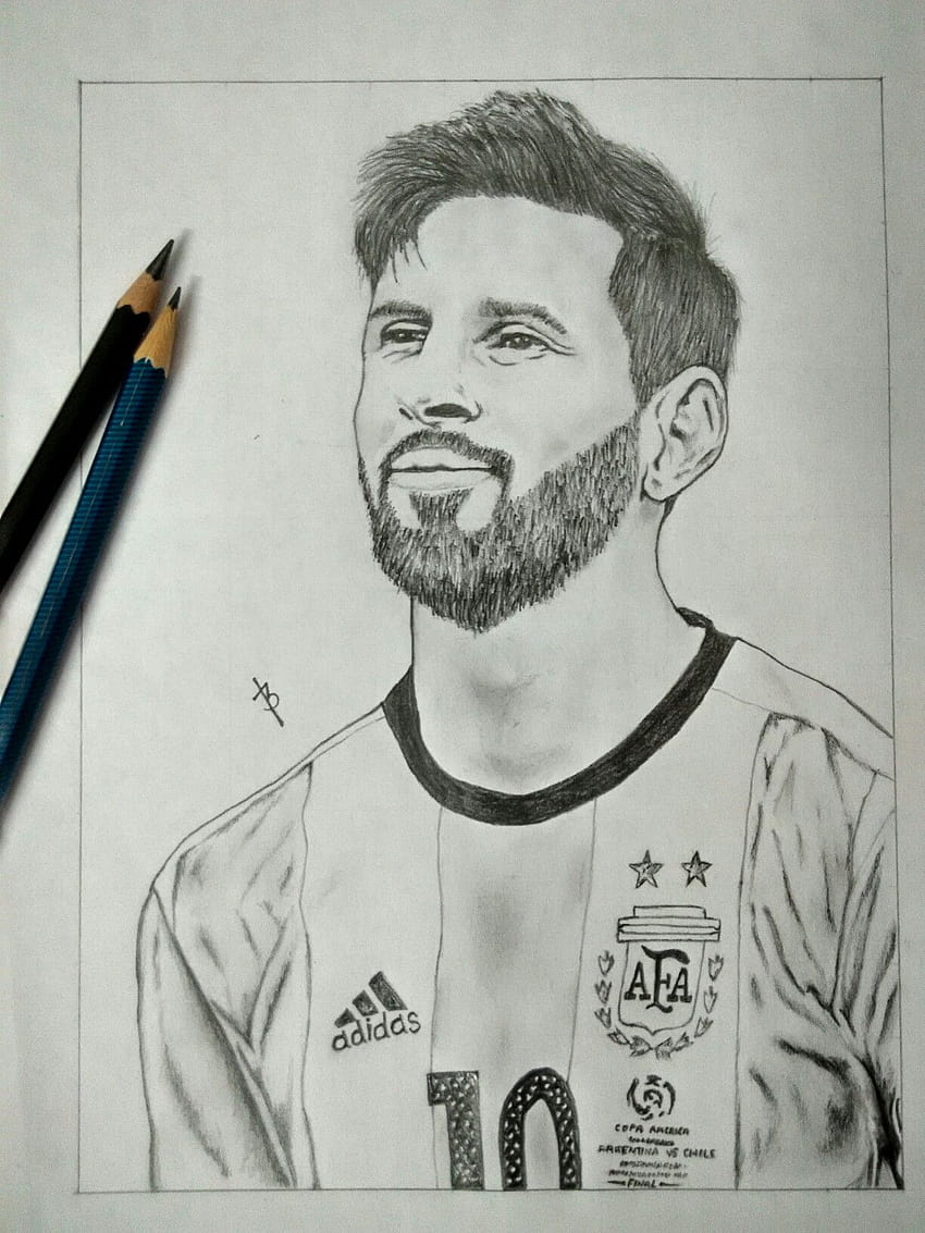 Lionel Messi rysunek, ołówek, szkic, kolorowa, realistyczna sztuka Tapeta na telefon HD