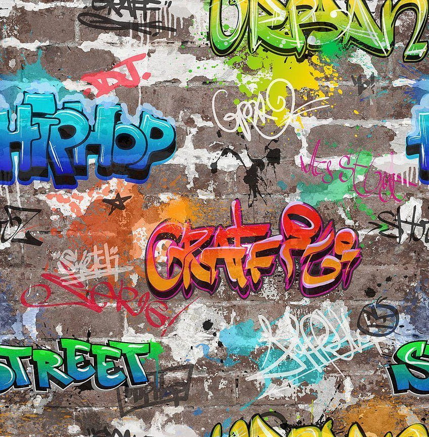 Graffiti Urban Brick Luxo Pesado Multicolorido Fino, grafitti Papel de parede de celular HD