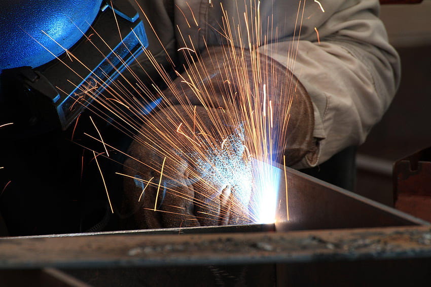 welder welding electrical arc sparks heat personal protective HD wallpaper