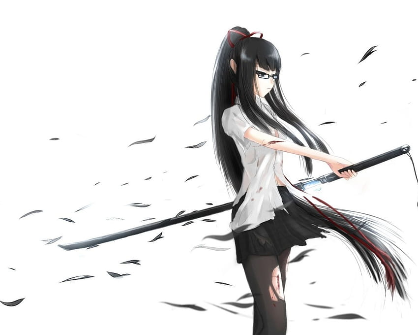 : Anime Girls Sword Fighting, Samurai-Schwertmädchen HD-Hintergrundbild