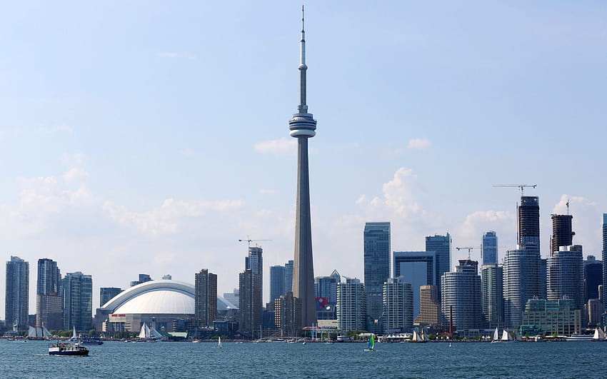 Toronto, CN Tower, metrópole, verão, horizonte papel de parede HD