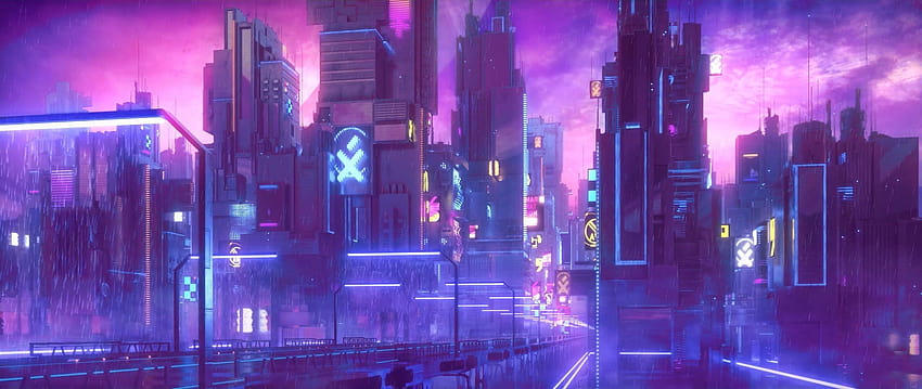 7 Synthwave, city retrowave synthwave art HD тапет
