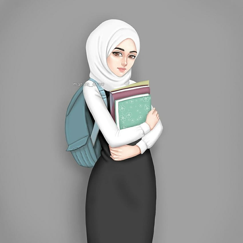 299 sul fumetto muslimah, fumetto ragazza hijab Sfondo del telefono HD