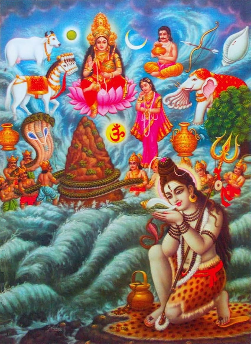 Hindu Cosmos, samudra manthan HD telefon duvar kağıdı