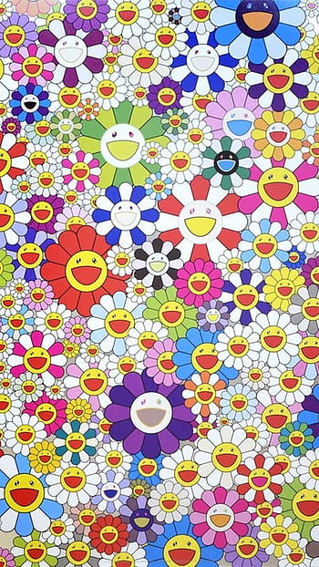 SUPER RARE ☆ LV Louis Vuitton Takashi Murakami Canvas Poster Silk HD phone  wallpaper