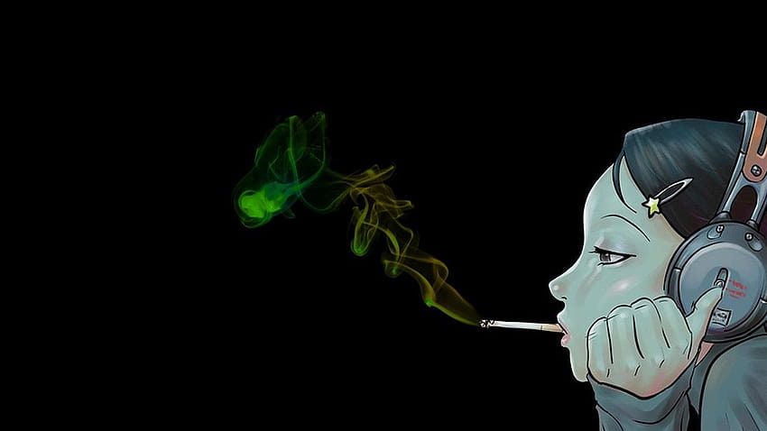 喫煙 ヘッドセット 音楽鑑賞 アニメ, アニメ ヒップホップ 高画質の壁紙