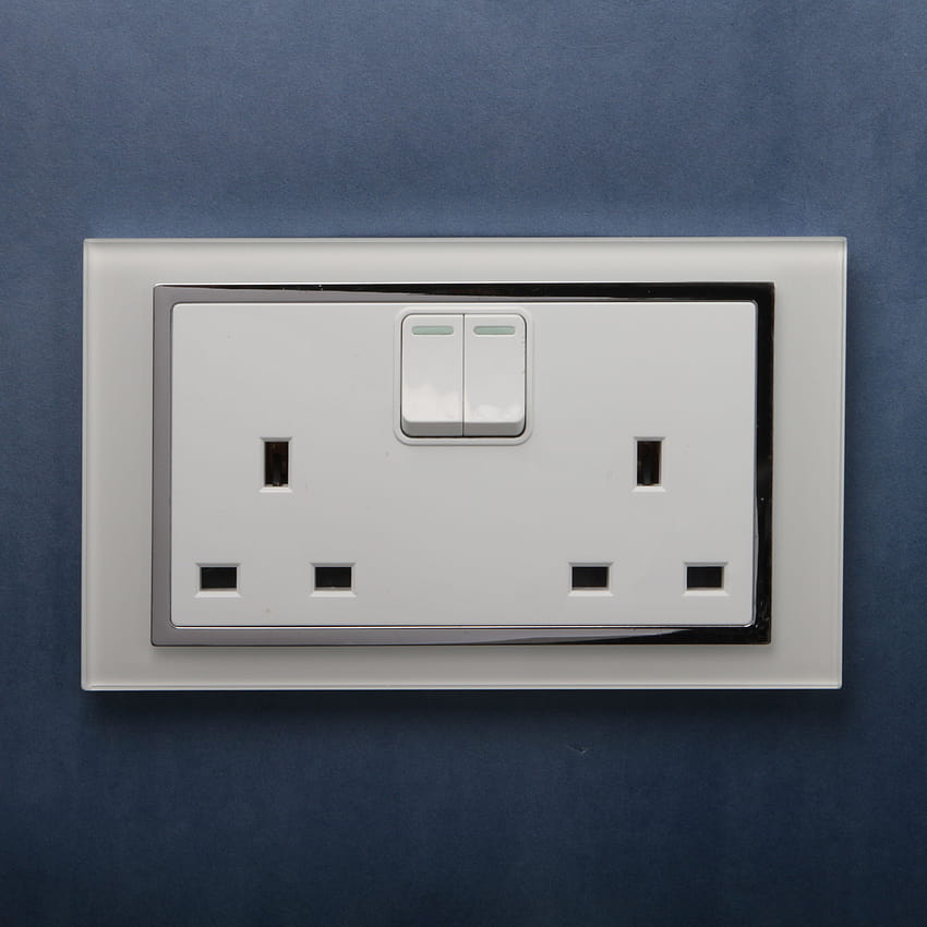 Crystal CT 13A DP Double Plug Socket with Switch White HD phone wallpaper