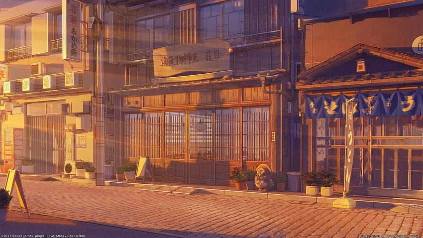 Restaurant street sunset by https://www.deviantart/arsenixc on @DeviantArt, anime restaurant HD wallpaper
