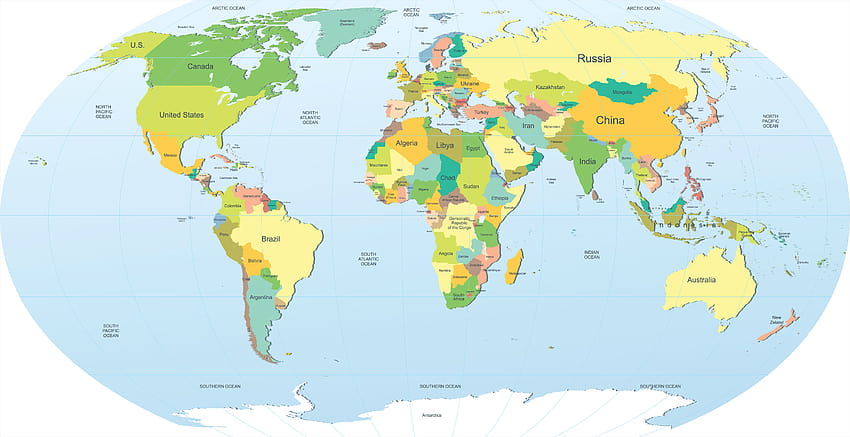 Atlante mondiale pubblicato da Christopher Mercado, computer mappa dell'atlante mondiale Sfondo HD
