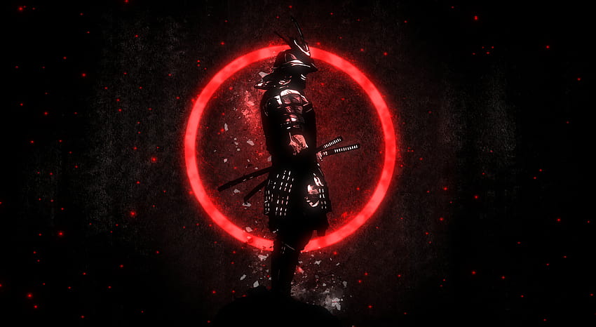 Neon Red Samurai, rouge samouraï Fond d'écran HD