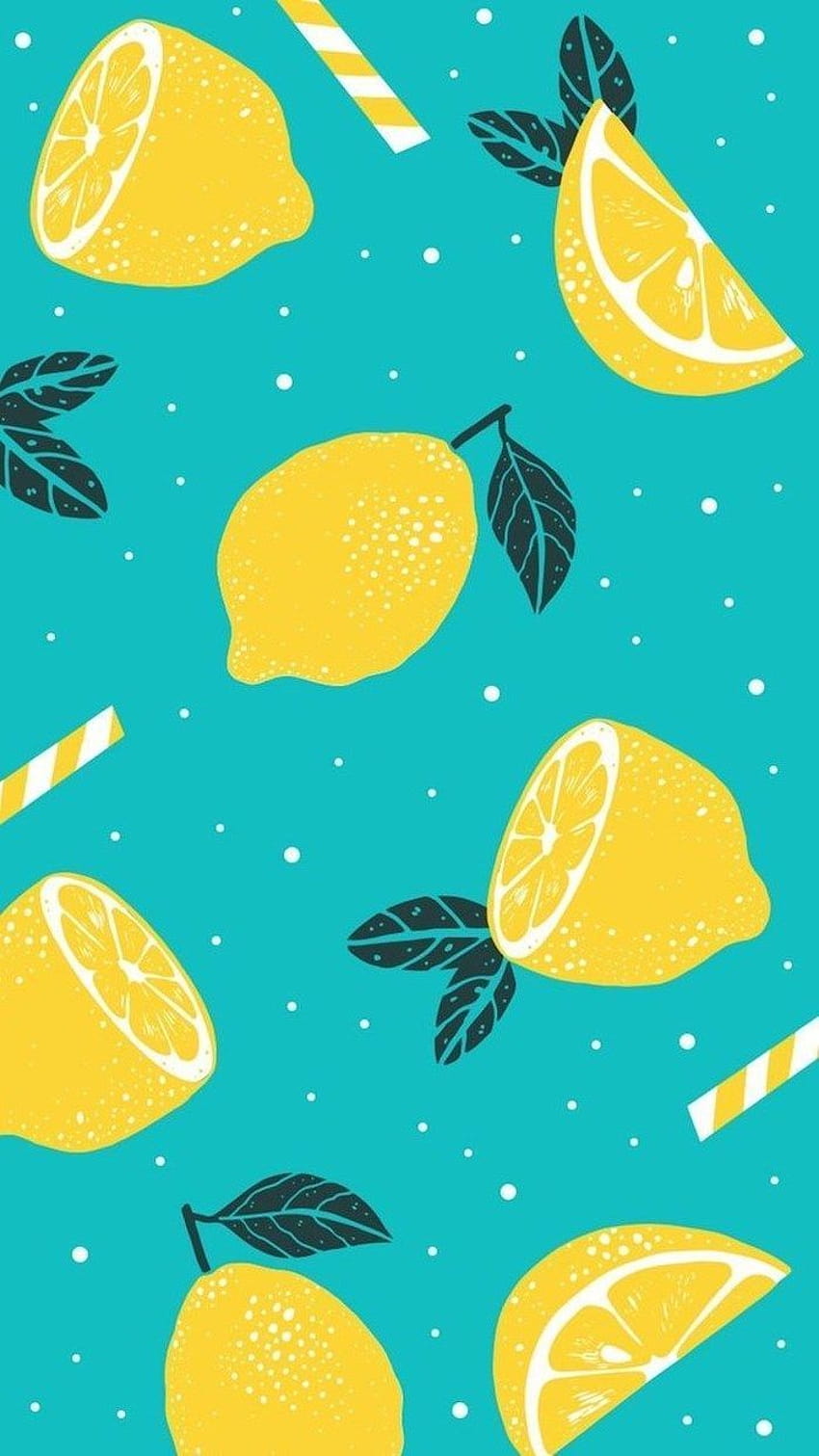 cute phone backgrounds, colored drawing, sliced lemons, on blue backgrounds, lemon vibes and people HD phone wallpaper
