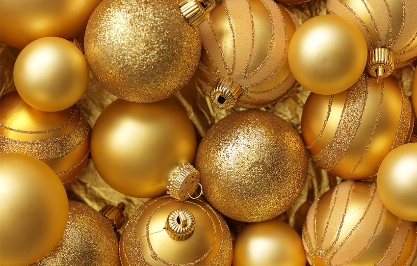 decoración, bolas, año nuevo, navidad, oro, navidad, bolas, oro, decoración, feliz, sección новый год, adornos navideños dorados fondo de pantalla