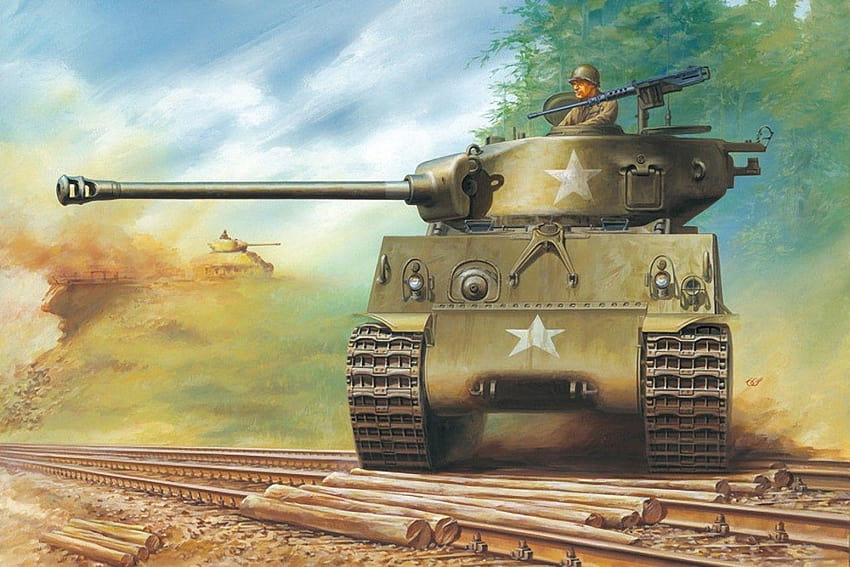 Army Tanks Painting Art M4 Sherman HD wallpaper