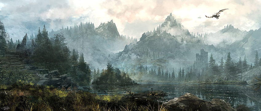 Skyrim landscape by tnounsy, skyrim scenic background HD wallpaper