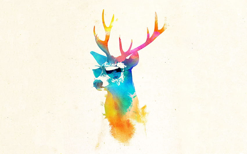 Sunny Stag, deer with glasses HD wallpaper