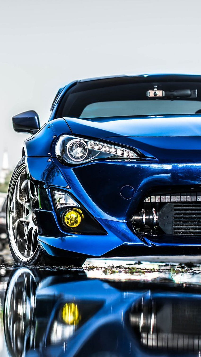 Toyota, blue, front bumper, tuning , backgrounds, autos tuning HD phone wallpaper