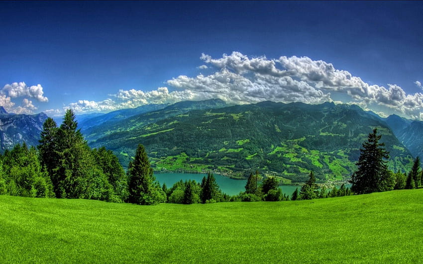 배경 산 푸른 하늘 숲 배경 Tumblr 아름다움, 자연 배경 HD 월페이퍼