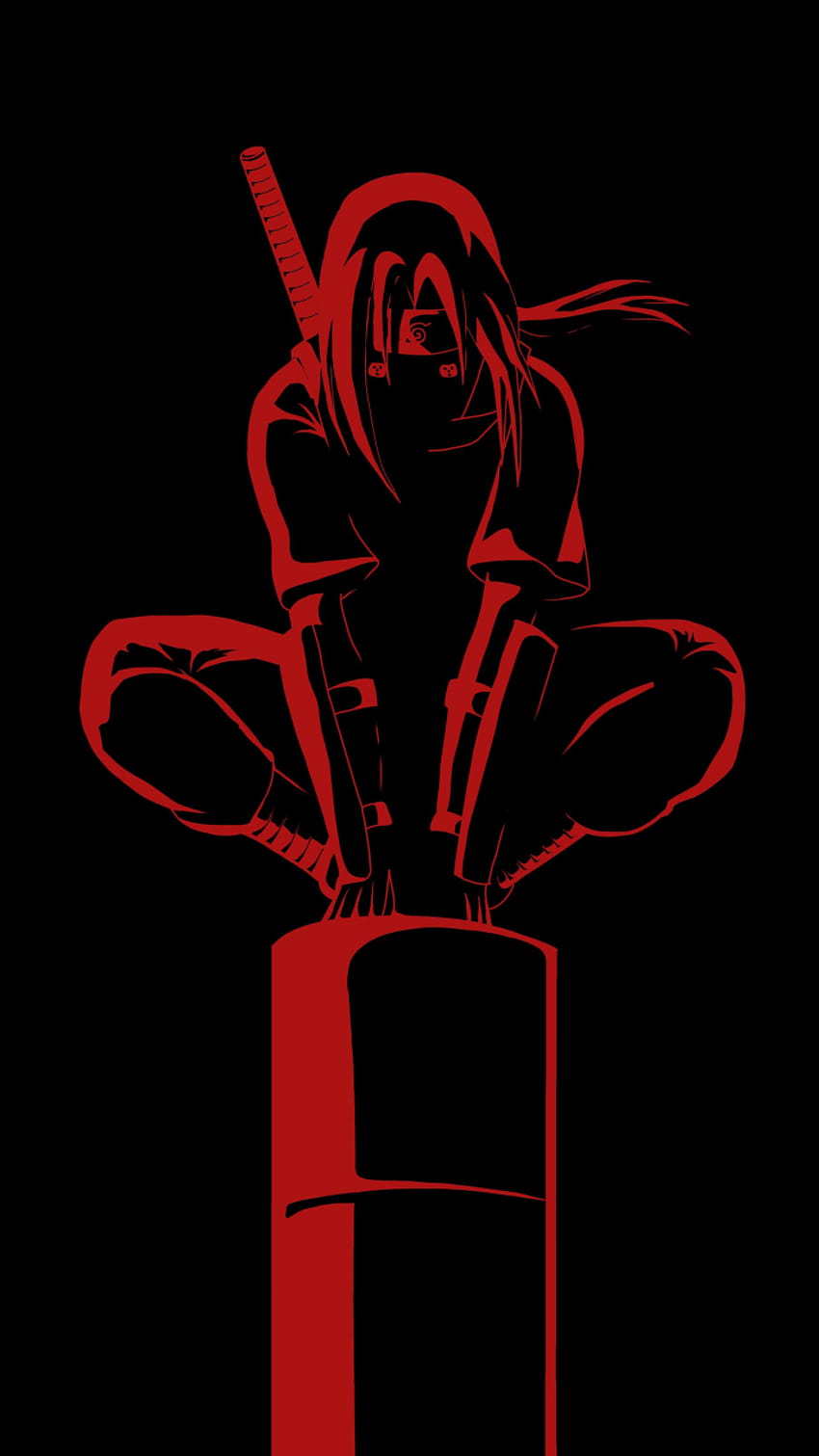 Itachi Uchiha, Naruto, AMOLED, Schwarzer Hintergrund, Schwarz/Dunkel, dunkles Naruto-Telefon HD-Handy-Hintergrundbild