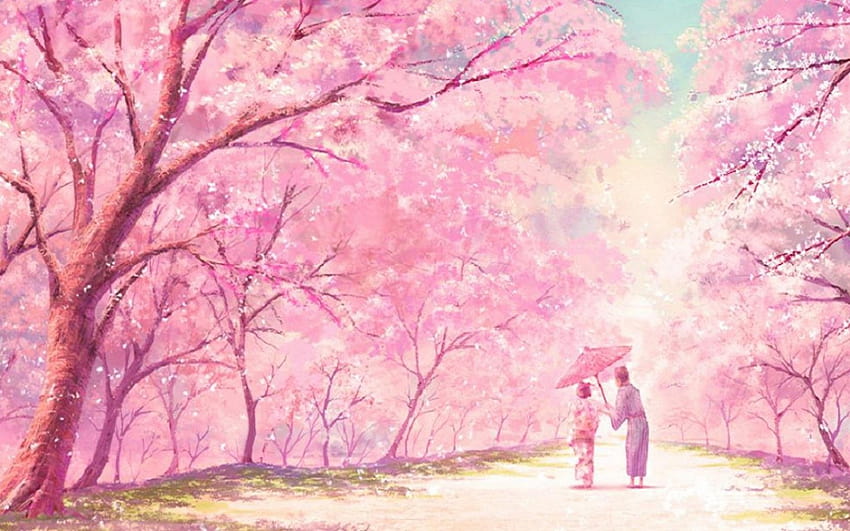 Esthétique rose pour ordinateur portable, pc anime rose pastel Fond d'écran HD
