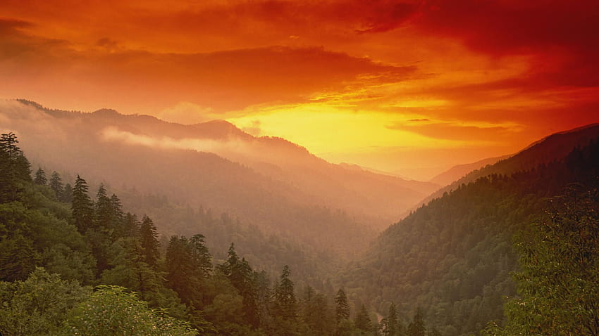 smoky mountains sunset HD wallpaper