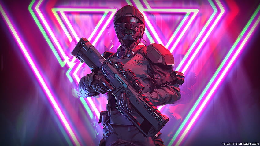 Neon Weapon Soldier Science Fiction , Artist, sci fi soldiers HD wallpaper