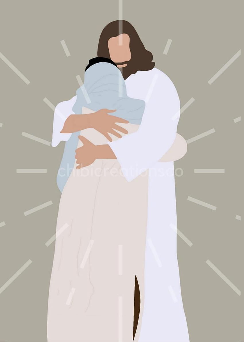 Jesus Christ Hugging Woman Faceless Portrait He Loves Us HD phone wallpaper
