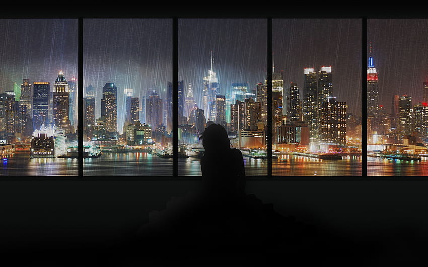 Anime Night Time City Rain, rain aesthetic anime HD wallpaper