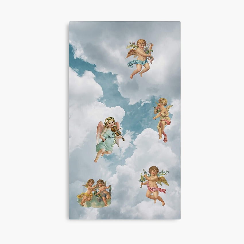 Renaissance-Engel im Himmel, Putten-Amor-Kunst, Amor-Ästhetik HD-Handy-Hintergrundbild