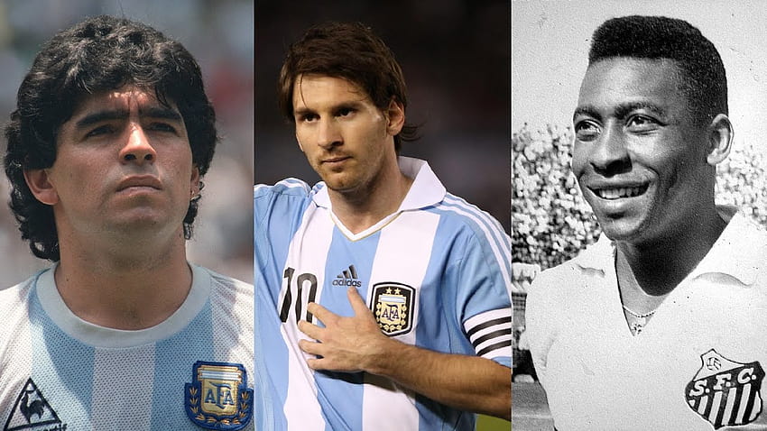 Messi vs Pelé vs Maradona ○ Pertarungan Gol Terbaik, maradona dan pele Wallpaper HD