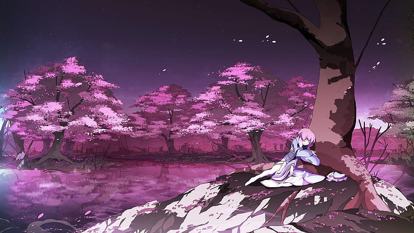Cherry Blossom Tree Anime, para kwitnących wiśni anime Tapeta HD