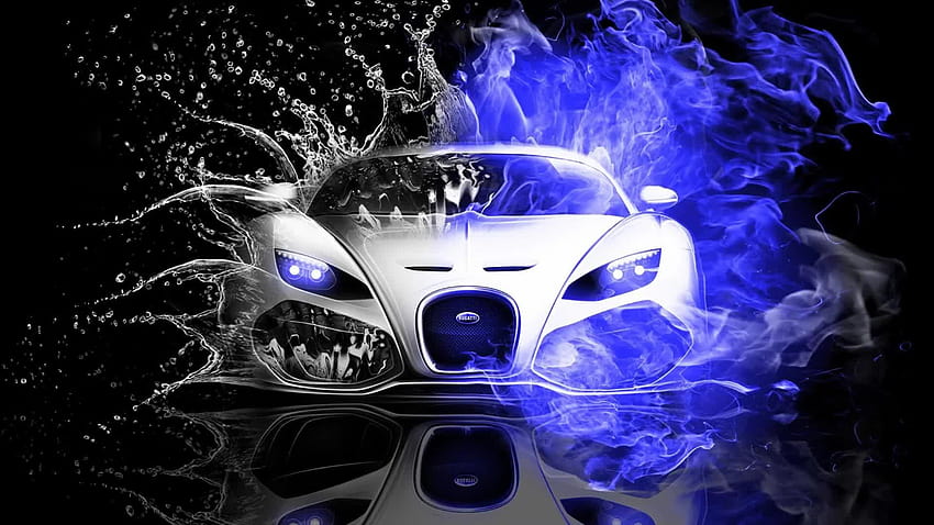 Coche deportivo 3D Bugatti Formas abstractas en vivo fondo de pantalla