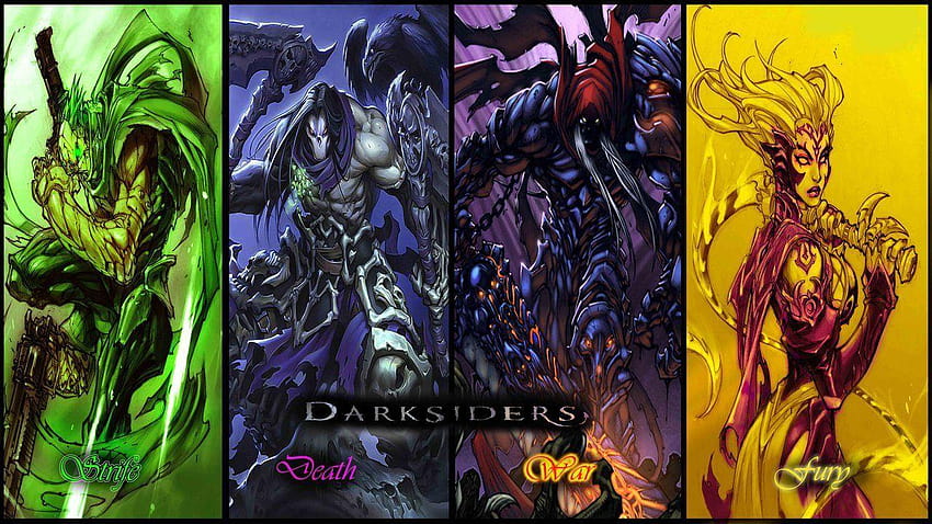 Le cavalier Darksiders contre deux créatures abyssales, cavaliers darksiders Fond d'écran HD