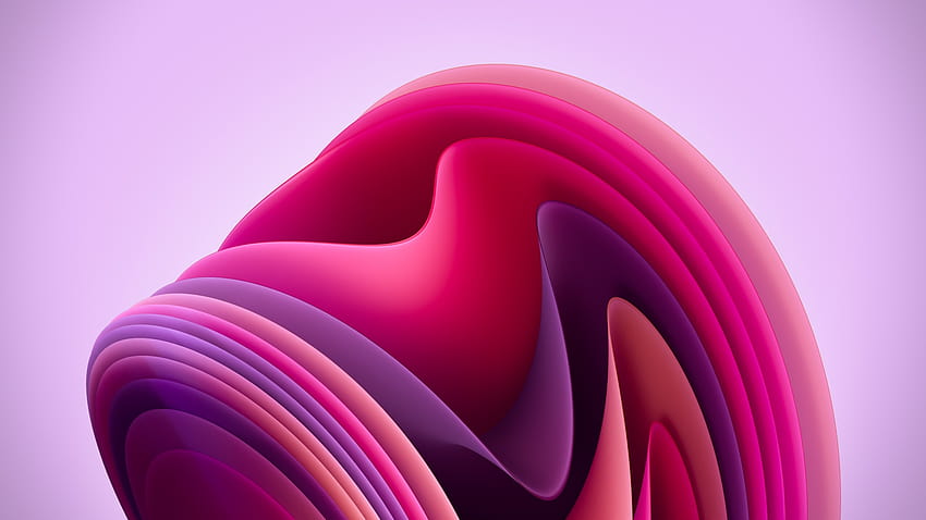Windows 11 , Flow, Light, Latar belakang merah muda, Abstrak, gelombang merah muda Wallpaper HD