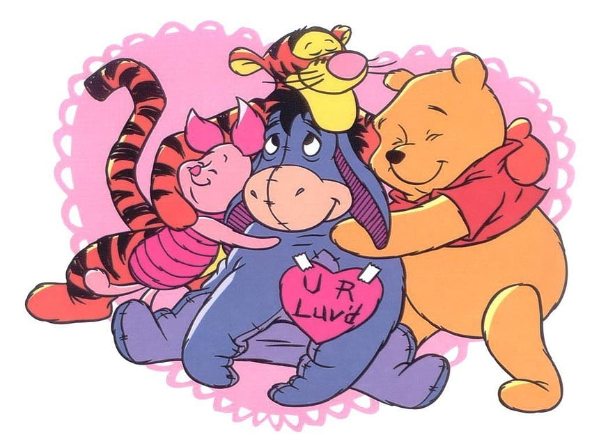 U R Luv'd corazón de san valentín Winnie the Pooh tigger, san valentín winnie the pooh fondo de pantalla