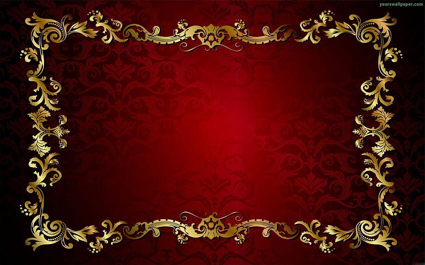 Fundos dourados e vermelhos [1222x763] para seu celular e tablet, moldura dourada papel de parede HD