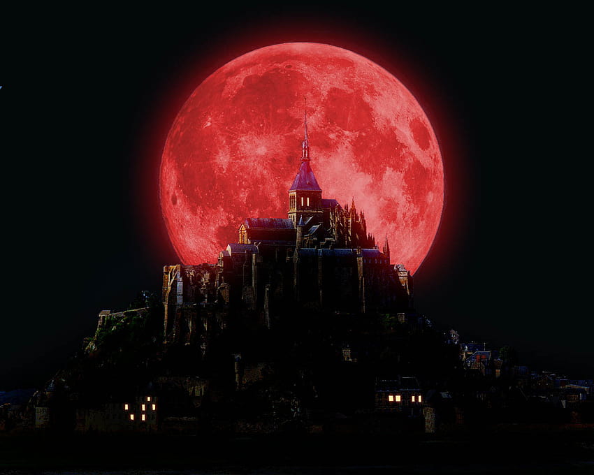 Bulan Darah Vampir, bulan merah halloween Wallpaper HD