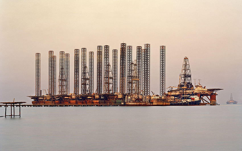 Ölplattform-Raffineriefabrik Ozean HD-Hintergrundbild
