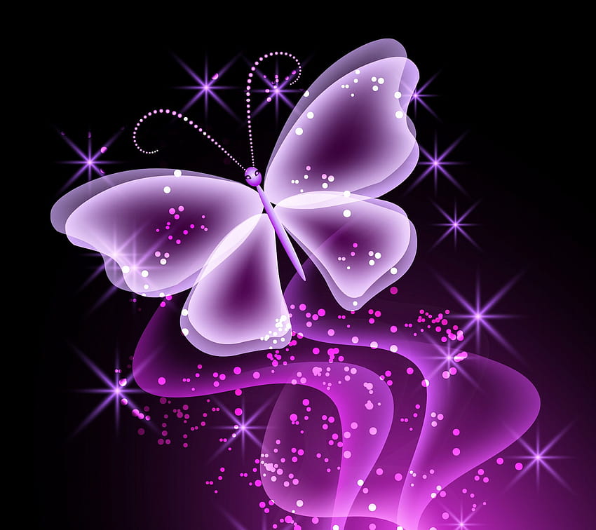 Glow Purple Glitter Butterfly ผีเสื้อเรืองแสง วอลล์เปเปอร์ HD