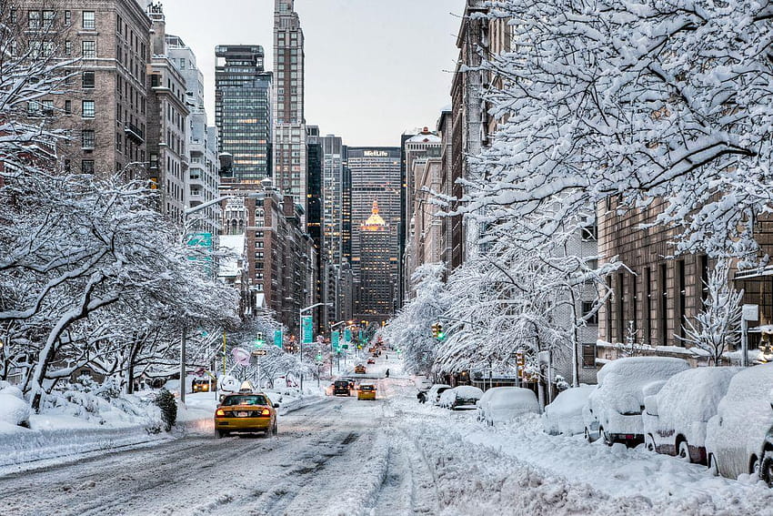 Park Avenue in snow day / by Marcos Vasconcelos, car winter day HD wallpaper