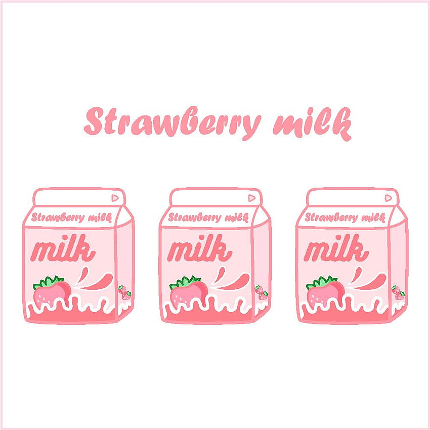 Cute Strawberry Milk ' Sticker by Planb StudioDesign, kawaii strawberry milk 3d HD phone wallpaper