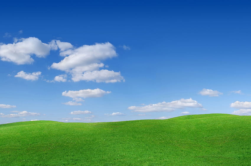 champ colline herbe nuages ​​ciel, champ ciel herbe Fond d'écran HD