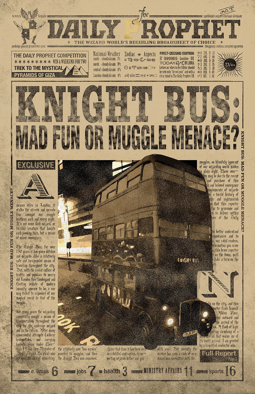 Knight Bus poster, snape daily prophet HD phone wallpaper