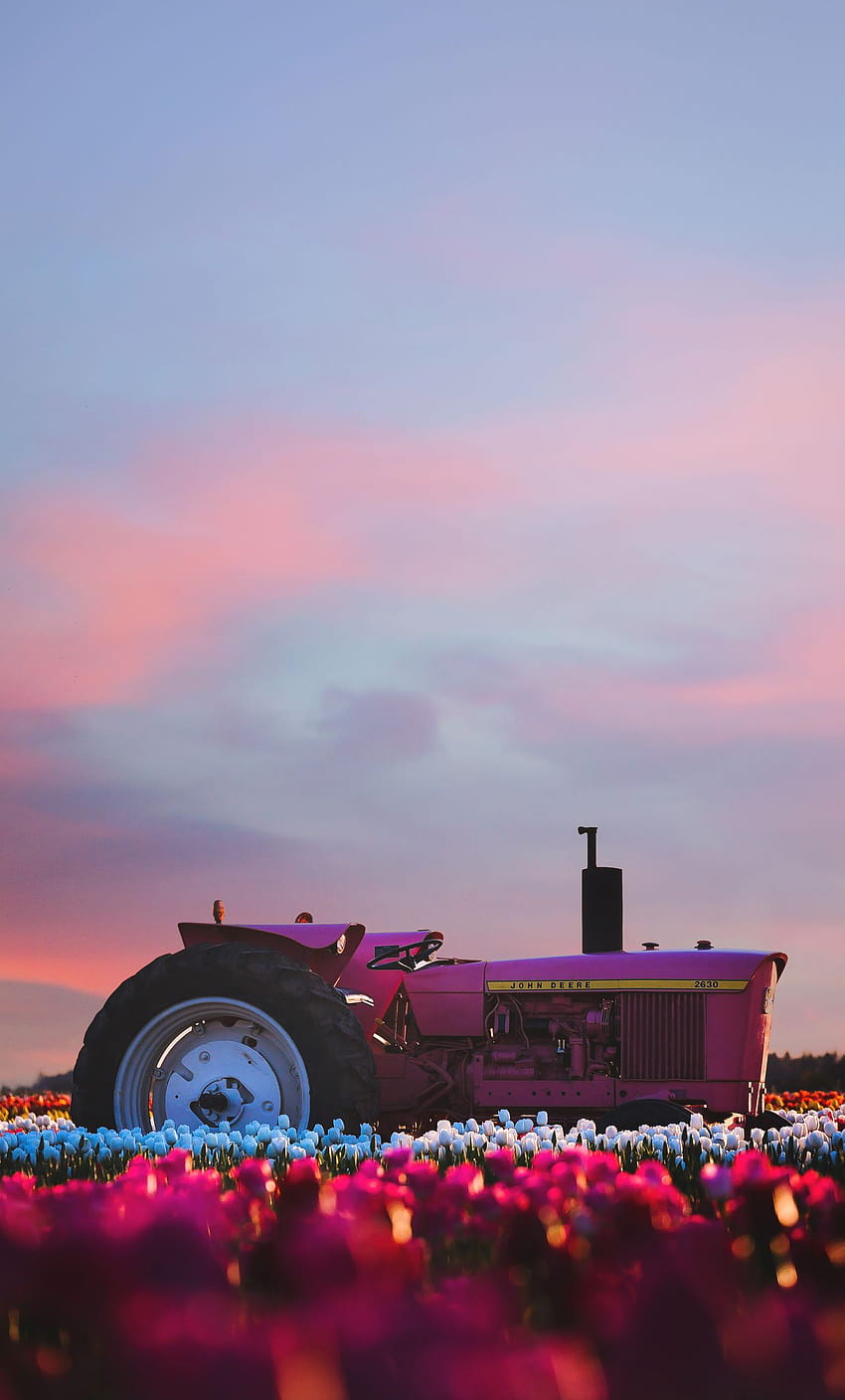 1280x2120 John Deere Tractor In Flower Farm iPhone , Backgrounds, and HD phone wallpaper