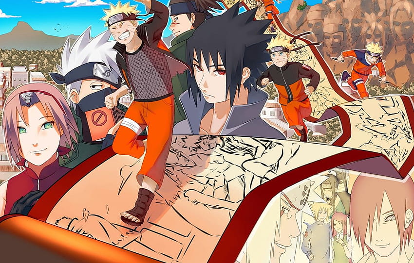 uzumaki naruto, hatake kakashi, and umino iruka (naruto and 1 more) drawn  by noeen