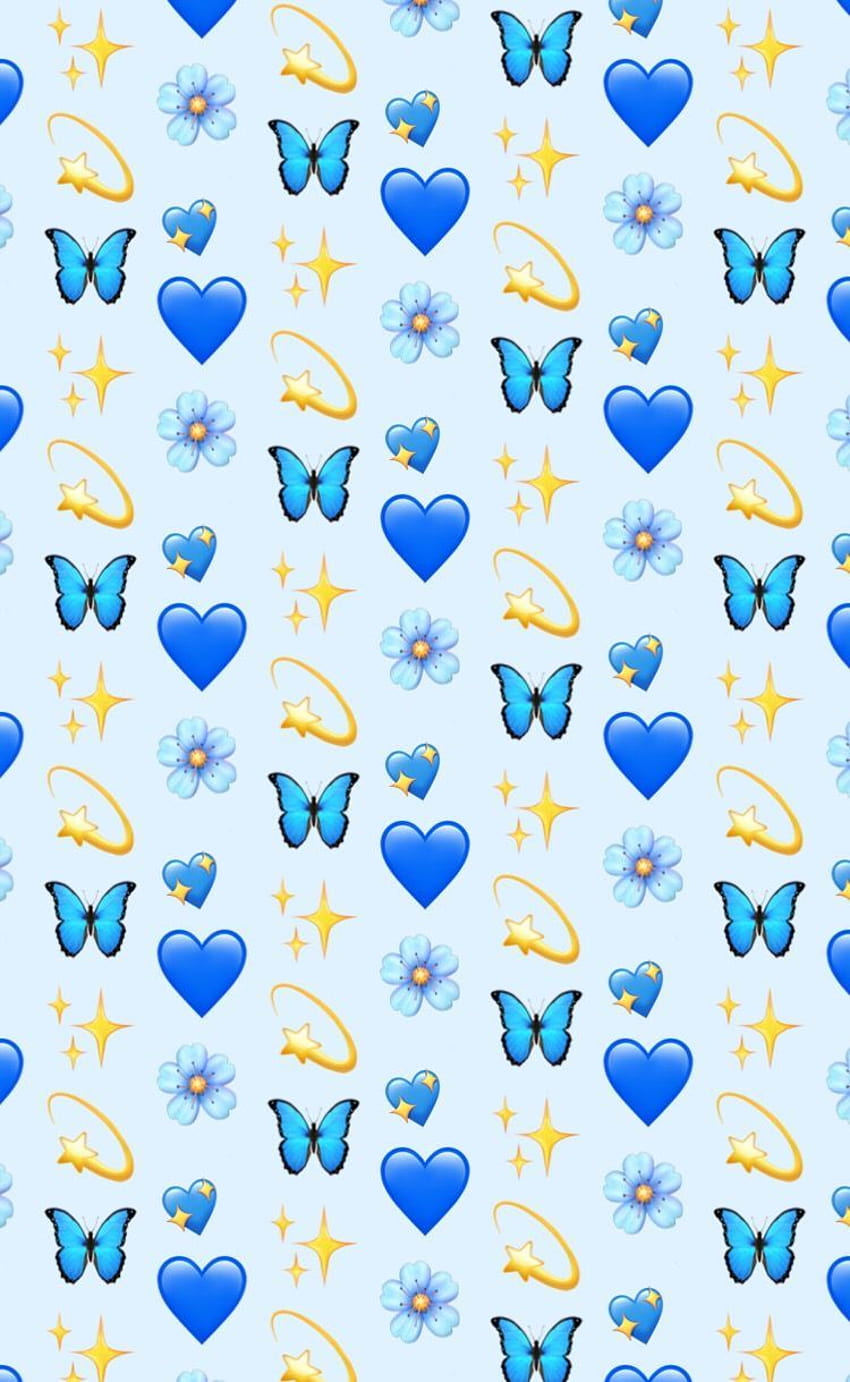 Blaues Emoji, gemischtes Emoji HD-Handy-Hintergrundbild