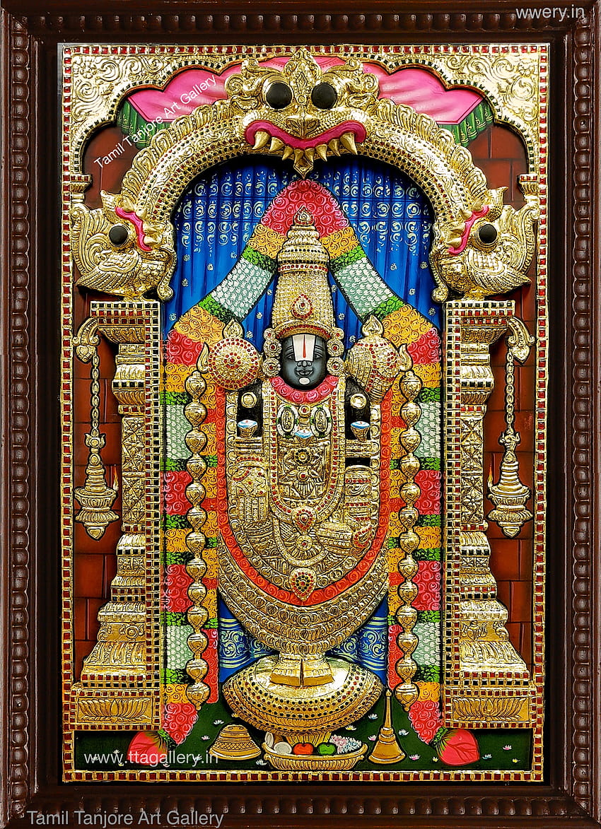 Malarstwo 3D Thirupathi Balaji Blue Tanjore Tapeta na telefon HD