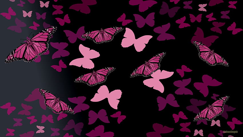 Black and Pink on Dog, aesthetic butterfly laptop pink HD wallpaper